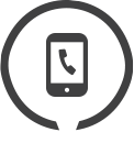 cellphone calling circular white icon with black text